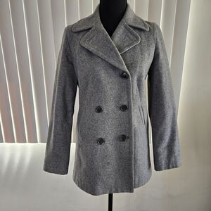 Saks Fifth Avenue Gray Peacoat Timeless Wool Blend